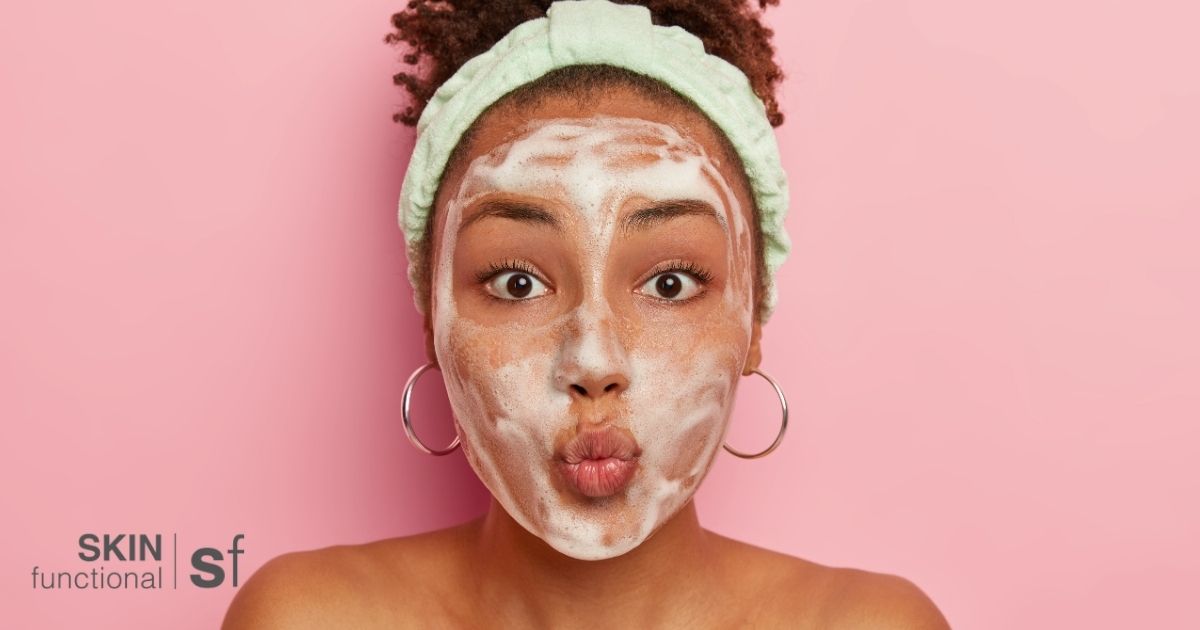 Washing face with cleansing foam
