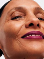 Close-up of a person's face with a focus on the lips.