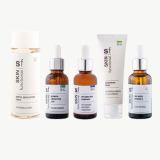 Set of skincare products on a white background