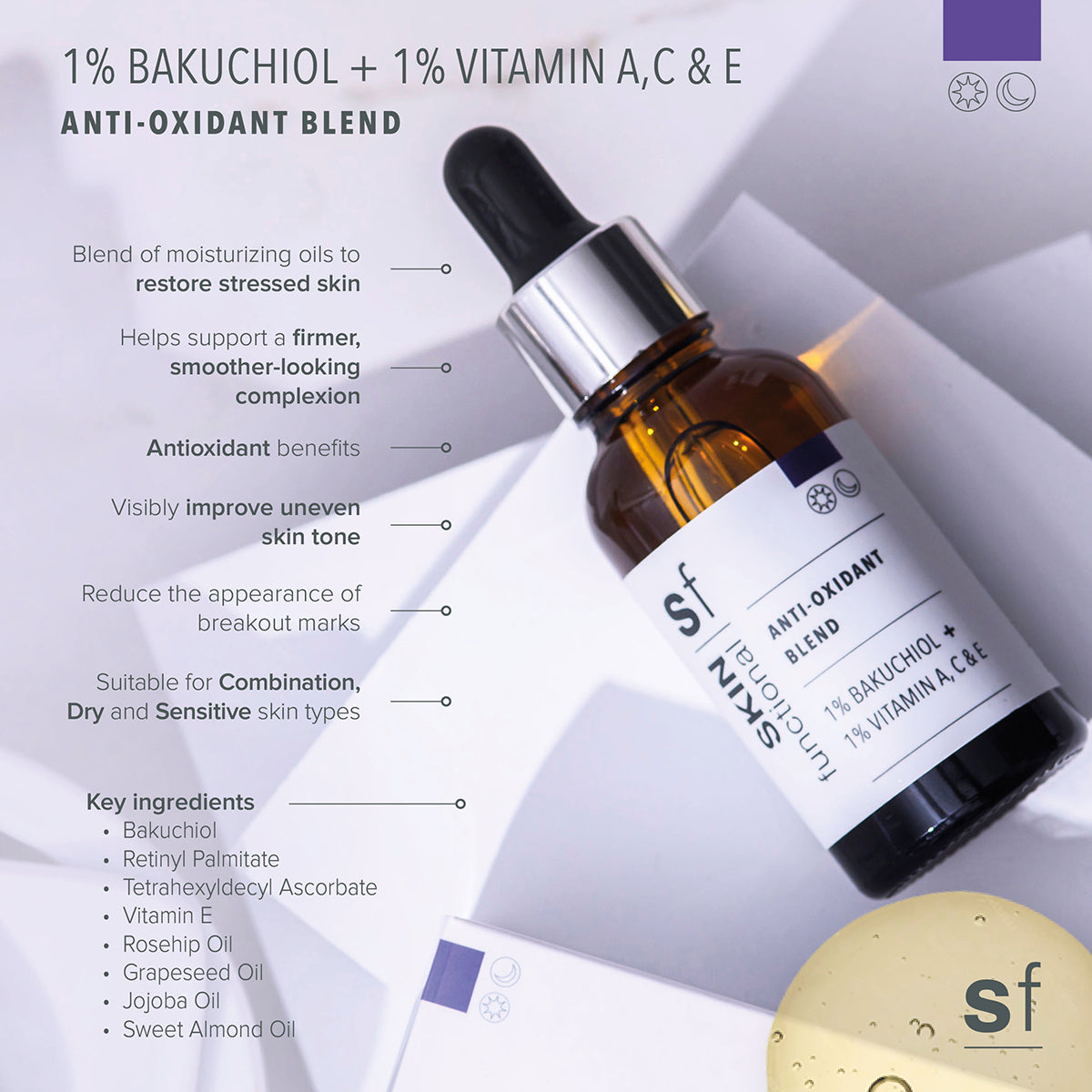 1% Bakuchiol + 1% Vitamin A,C,E Oil Serum