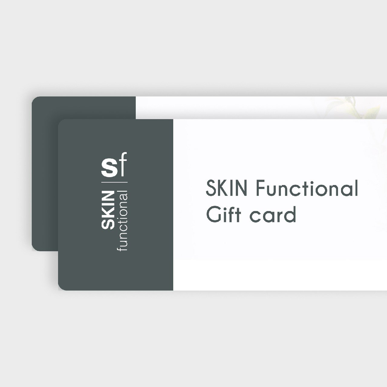 Two 'SKIN Functional' gift cards on a white background