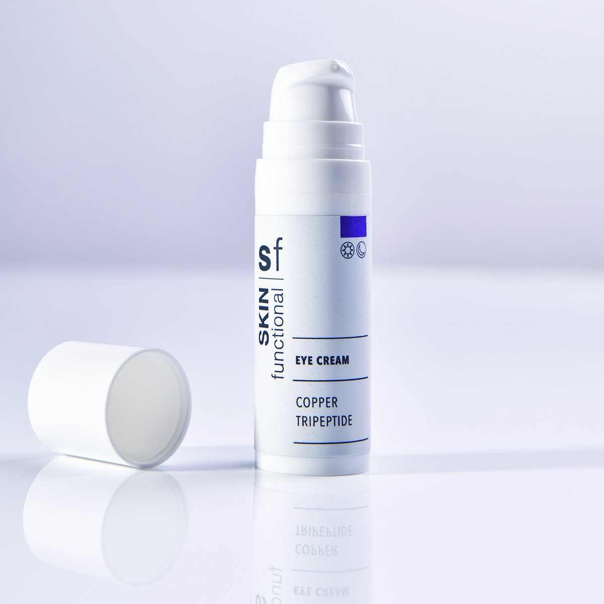 SKIN Functional Eye Cream with details skincare product on a light gray background