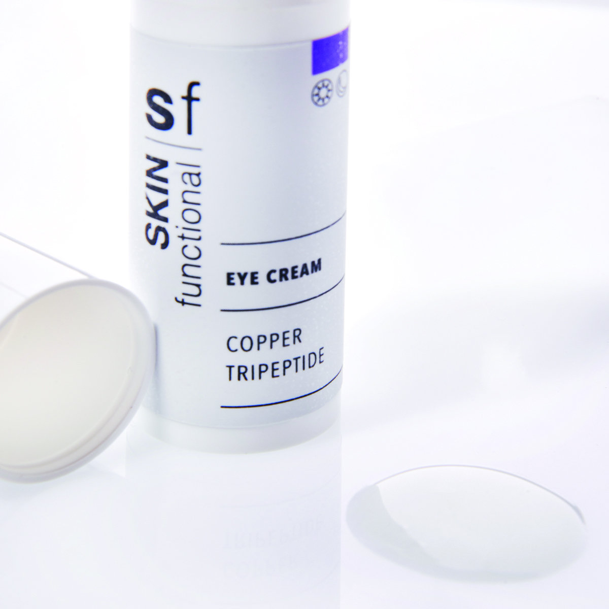SKIN Functional Eye Cream with details skincare product on a light gray background